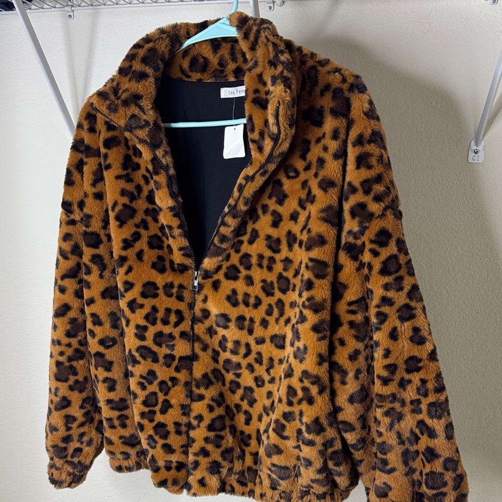 Ces Femme Leopard Print Pea Coat